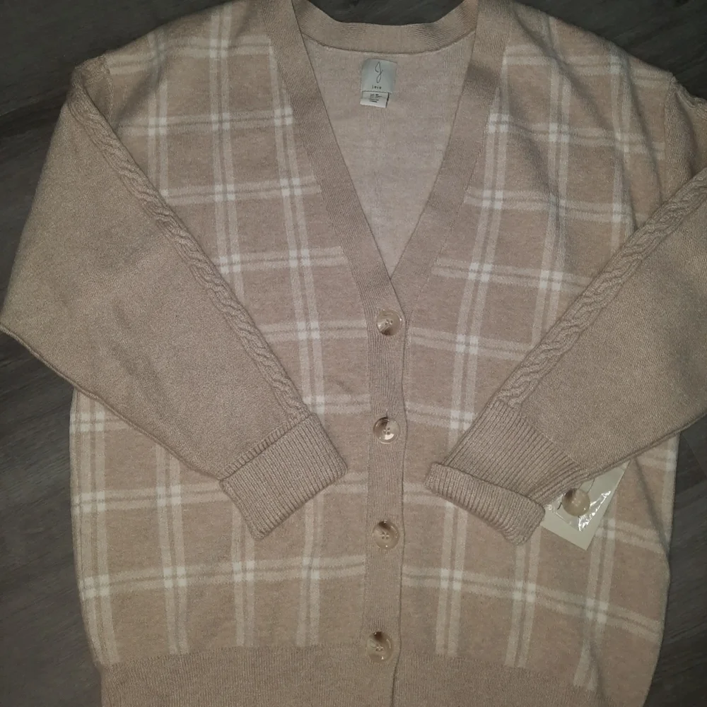 NWT Joie Button Up Checkered Print Sweater
